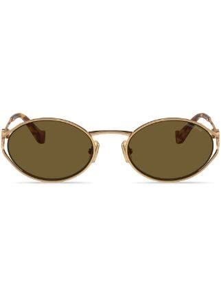 miu miu eyewear oval-frame tinted-lenses sunglasses|miu sunglasses price.